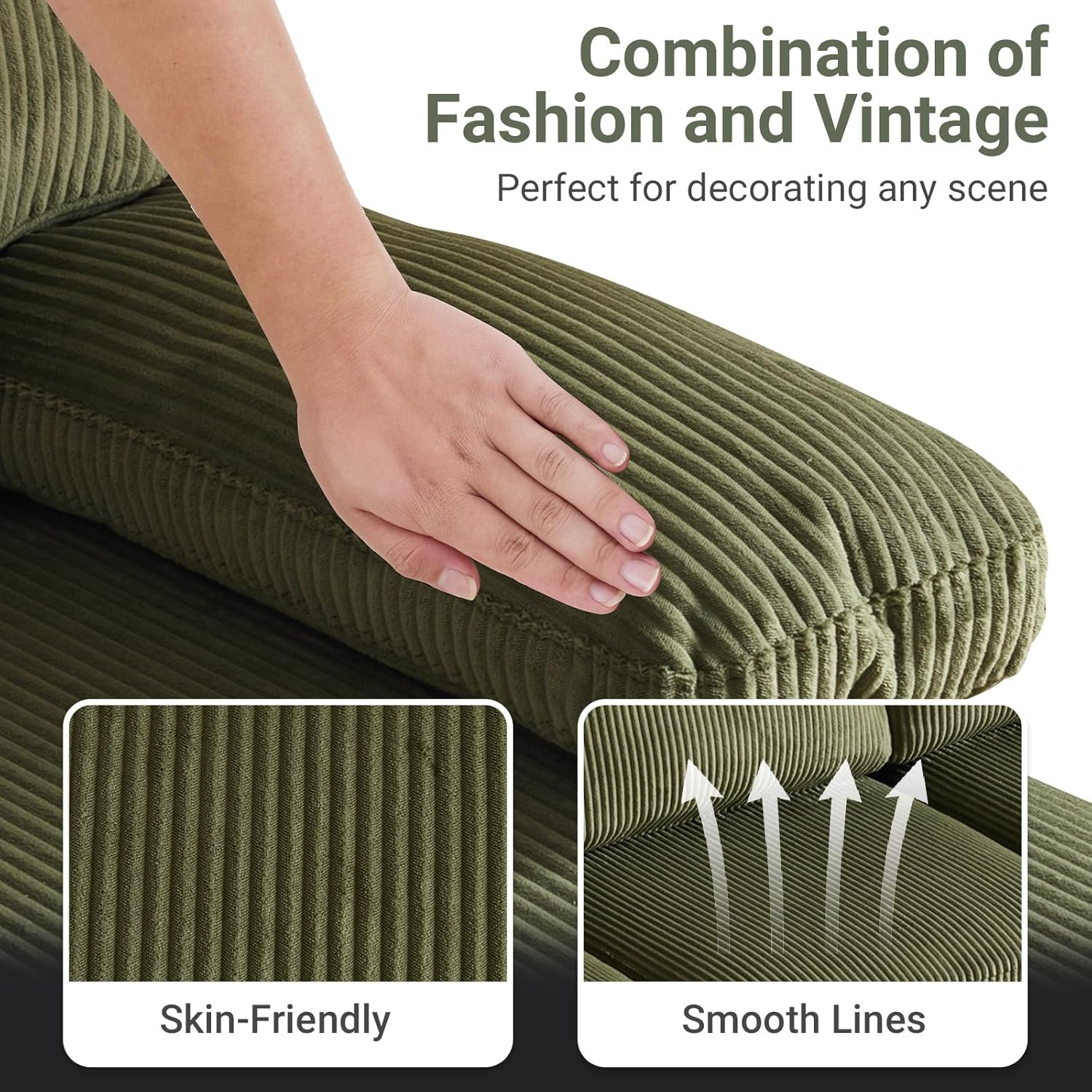 VINGLI 110 Sectional Couch U Shaped Sofa Set with Double Chaise Chenille Fabric