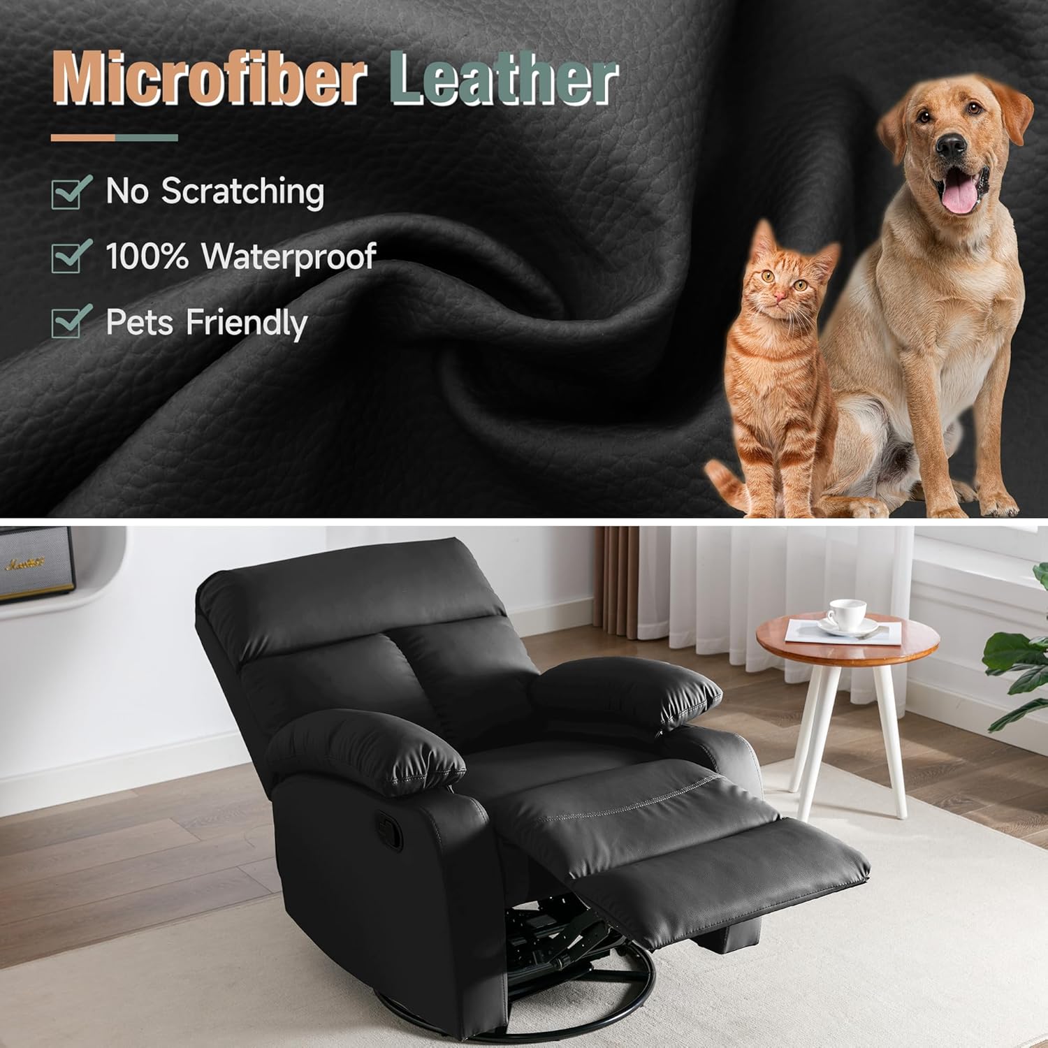 hzlagm Swivel Rocker Recliner Chair Small Space Rocking Recliner