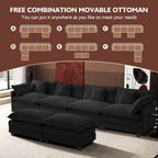 Ihanherry U Shaped Modular Cloud Sofa 5 Seat Chenille Sectional with Ottoman