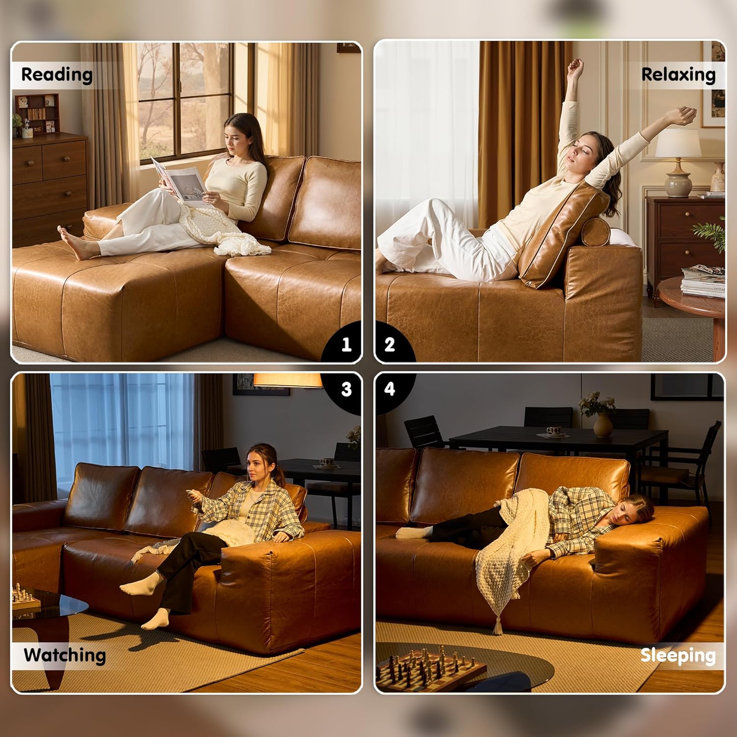 ovios Cloud Sectional Couch with L Shape Chaise Modern Modular Sofa
