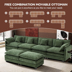 Ihanherry U Shaped Modular Cloud Sofa 5 Seat Chenille Sectional with Ottoman
