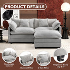 Ihanherry U Shaped Modular Cloud Sofa 5 Seat Chenille Sectional with Ottoman