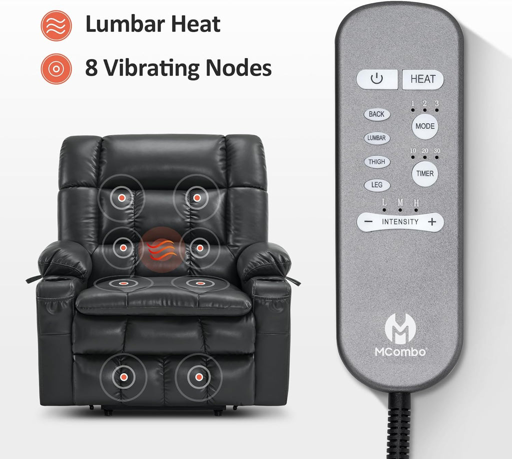 MCombo Dual Motor Power Lift Recliner Chair for Elderly with Heat Massage USB