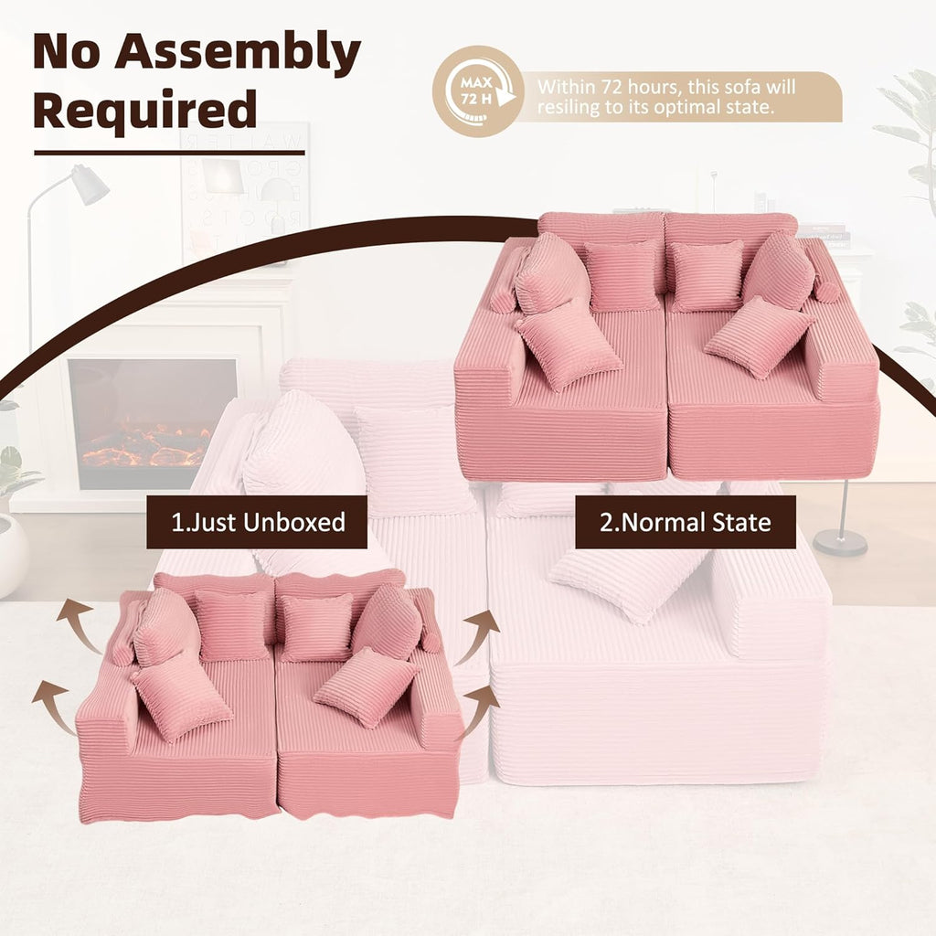 Afuson Boneless Sectional Sofa L Shape Deep Seat Cloud Couch Living Room