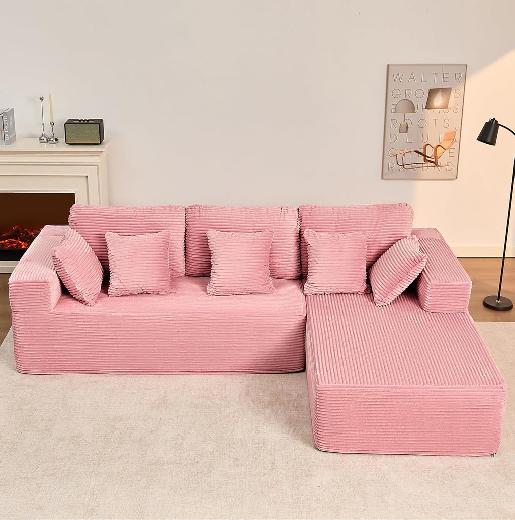 Afuson Boneless Sectional Sofa L Shape Deep Seat Cloud Couch Living Room
