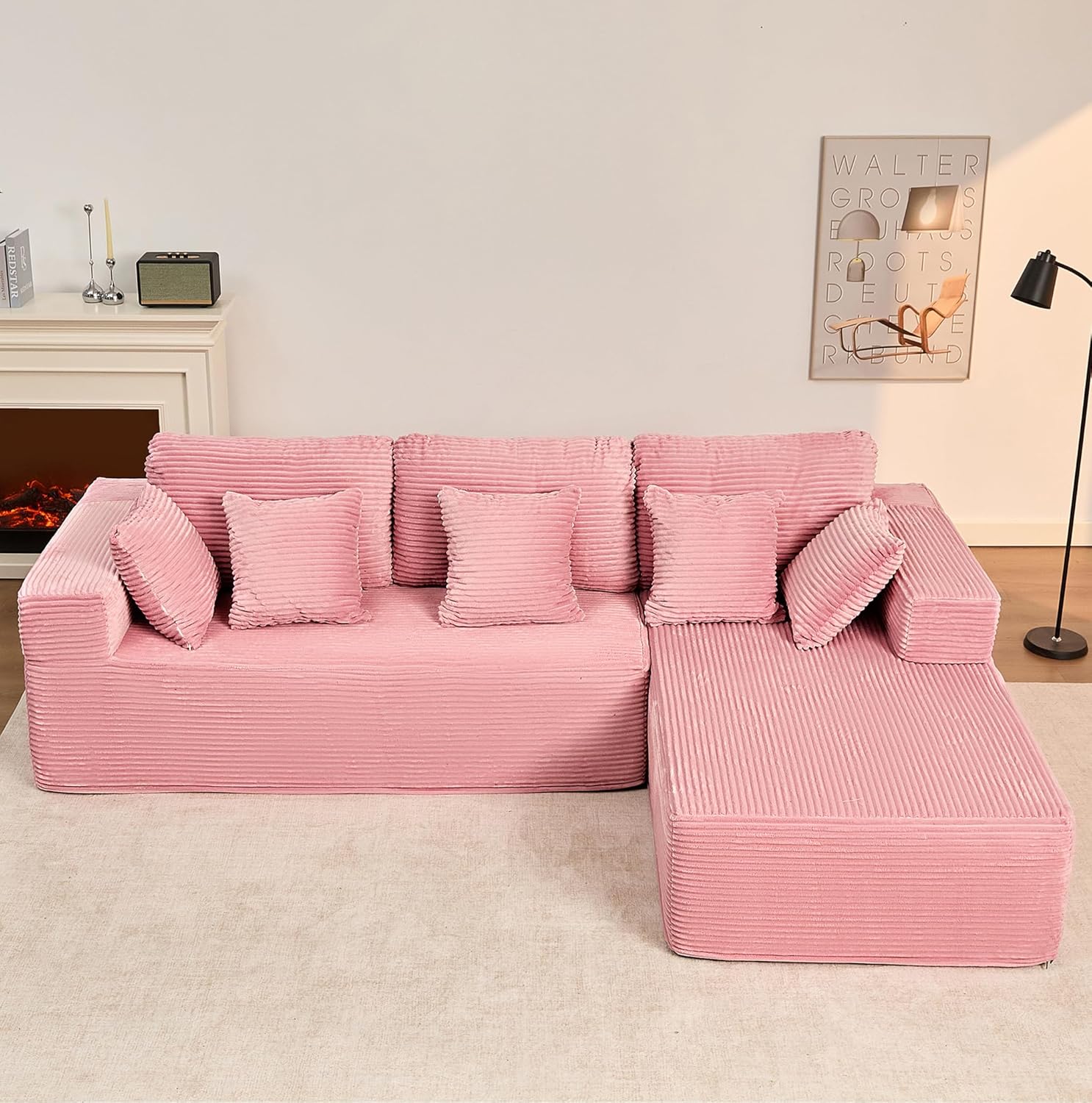 Afuson Boneless Sectional Sofa L Shape Deep Seat Cloud Couch Living Room