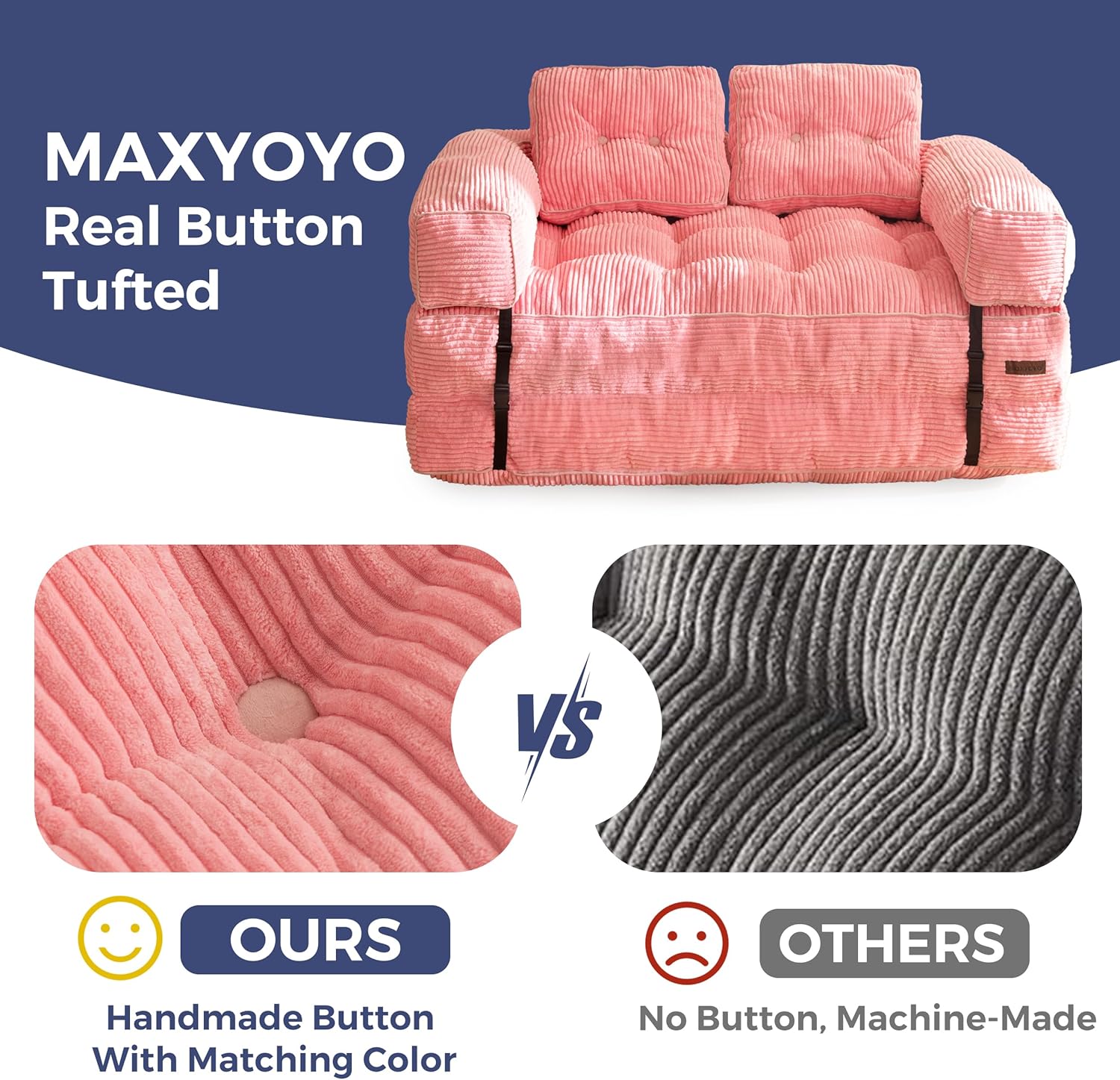MAXYOYO L Shaped Folding Sofa Bed Convertible Sleeper with Pillow Armrest