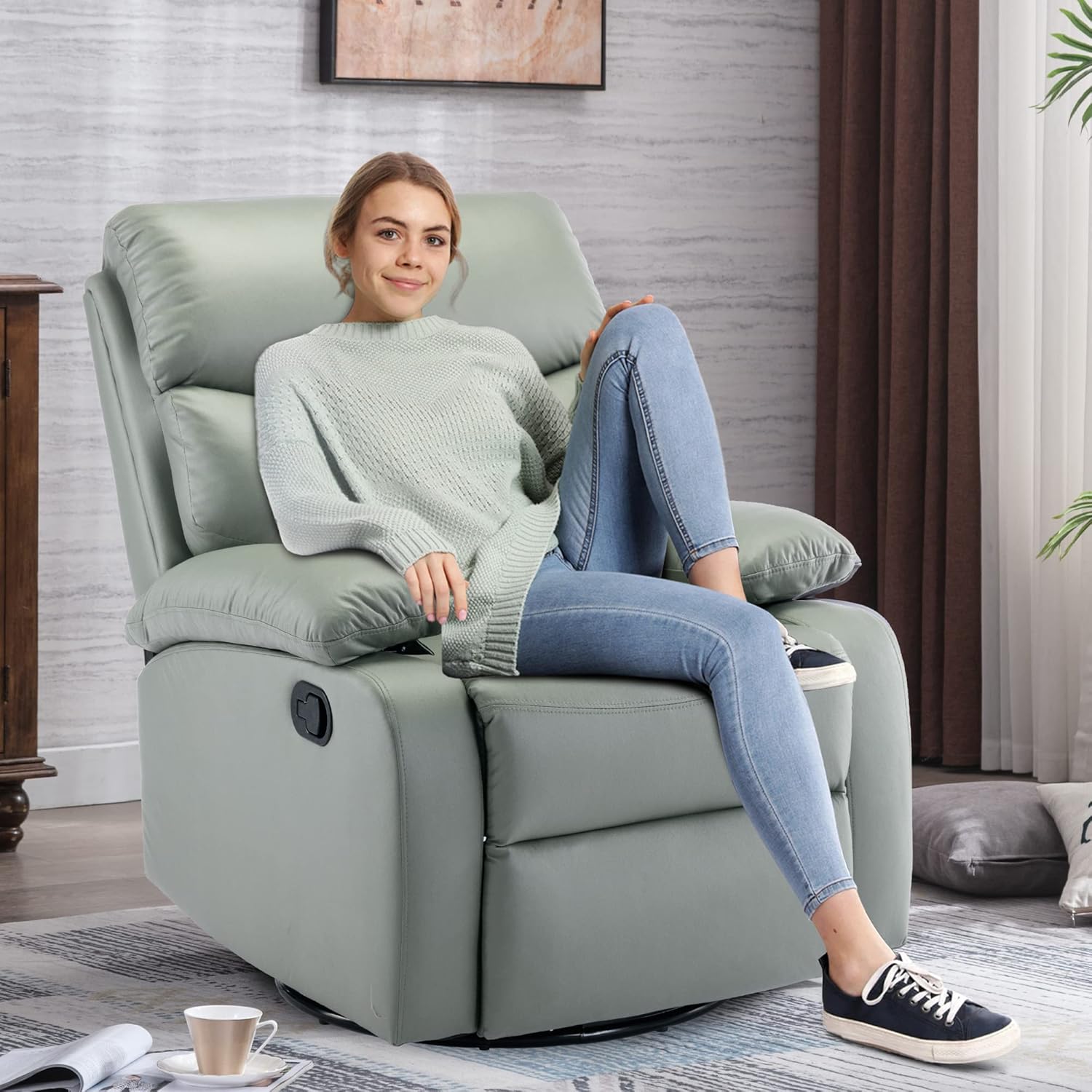 GNMLP2020 Swivel Rocker Recliner Chair Manual Small Space Nursery Living Room