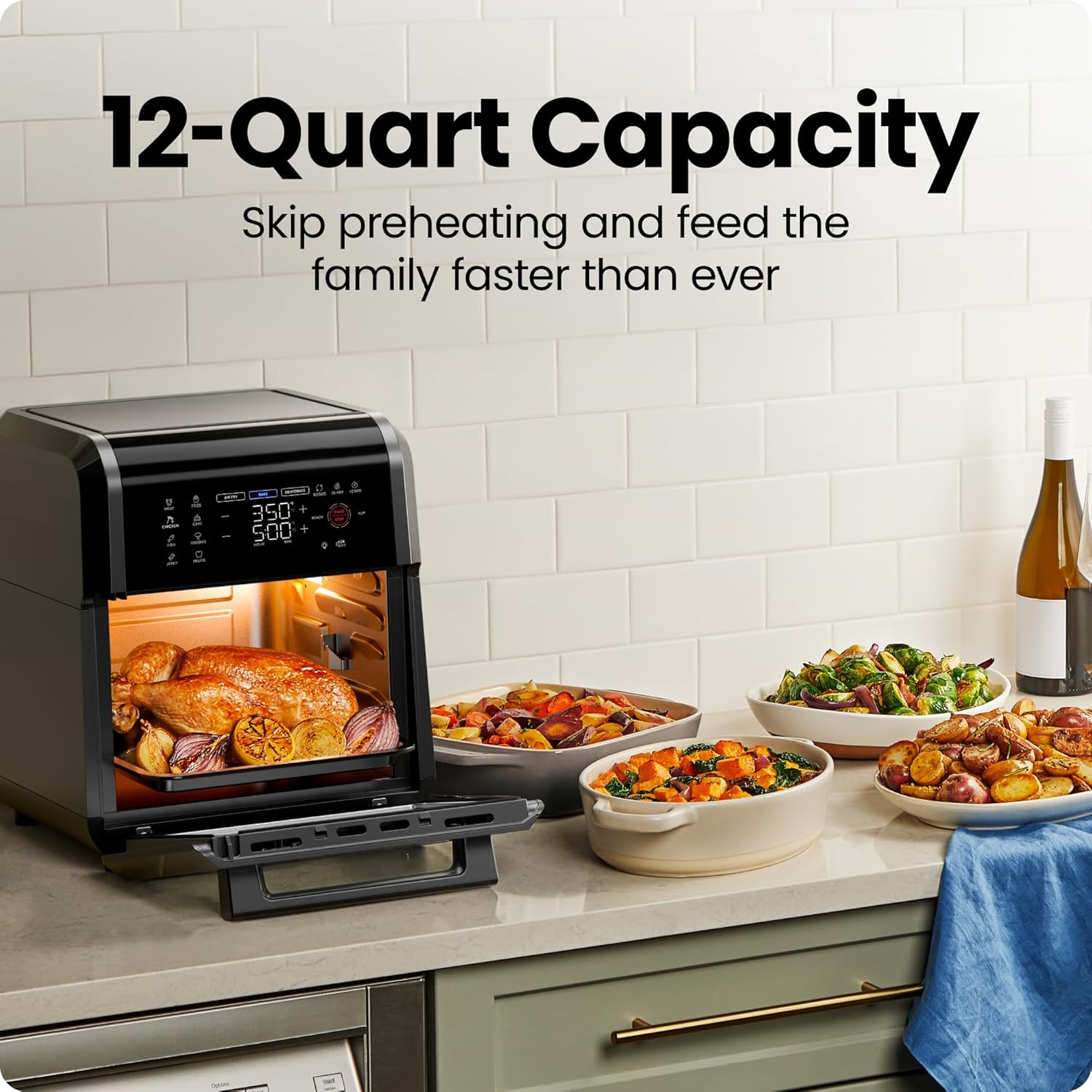 Chefman 12 Quart 6-in-1 Air Fryer Oven Digital Touchscreen 12 Presets Family Size