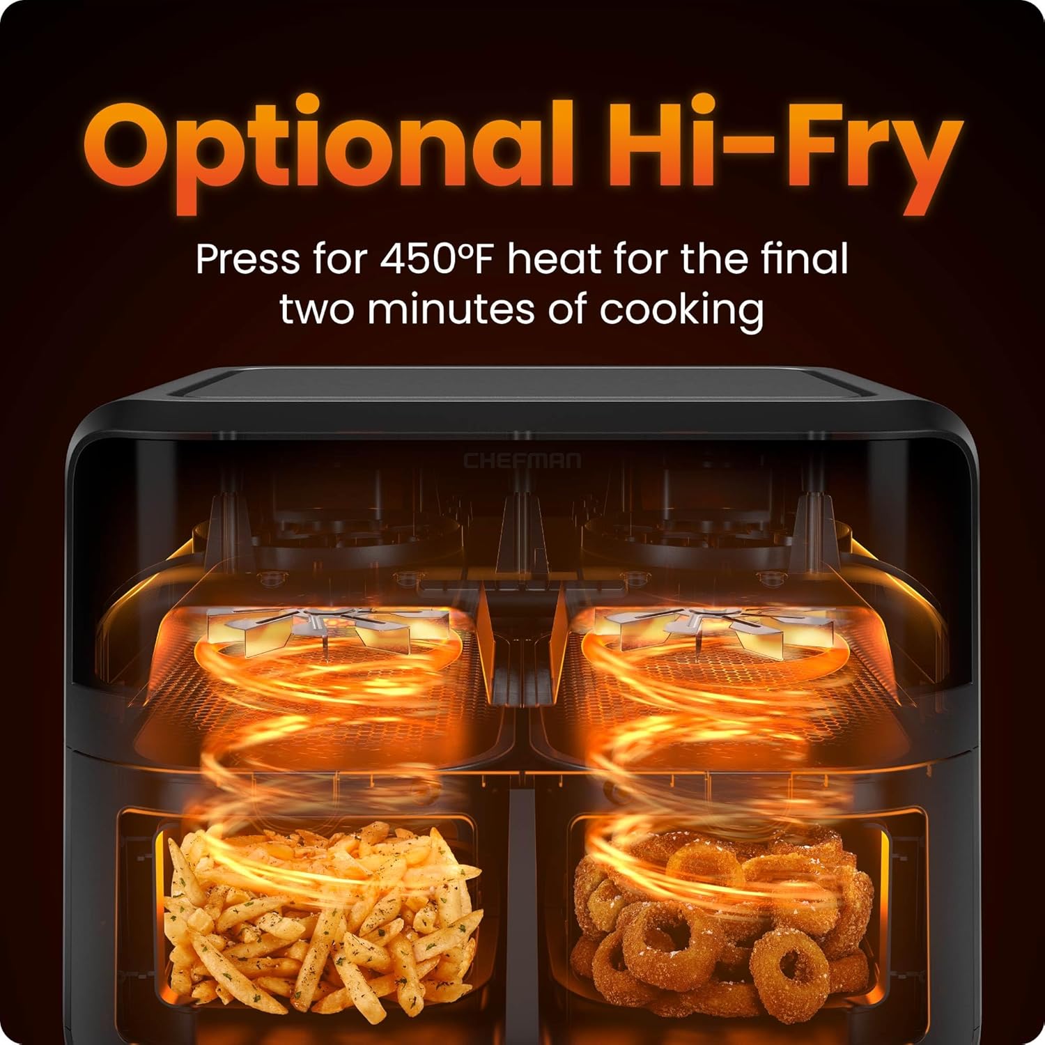 Chefman 6 Quart Dual Basket Air Fryer Oven Digital Nonstick Dishwasher Safe