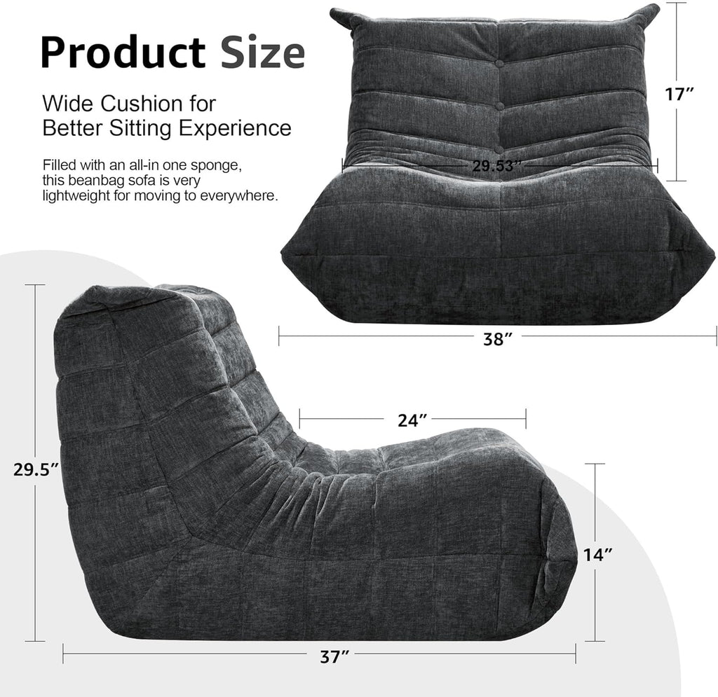 Hobestluk Giant Bean Bag Chair Memory Foam Faux Fur Sofa for Living Room