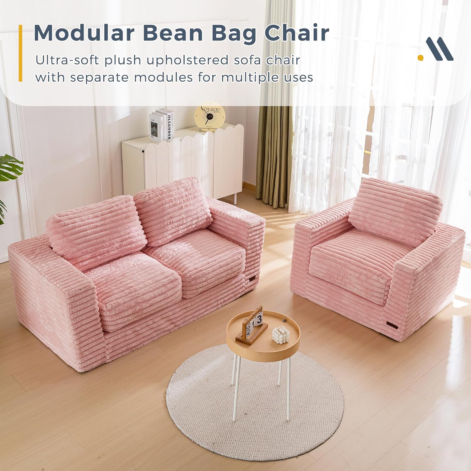 MAXYOYO Giant Bean Bag Chair for Adults with Pillows and Armrests