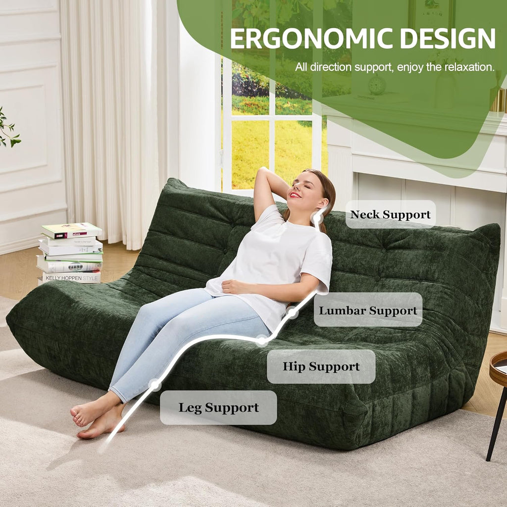 Hobestluk Giant Bean Bag Chair Memory Foam Faux Fur Sofa for Living Room