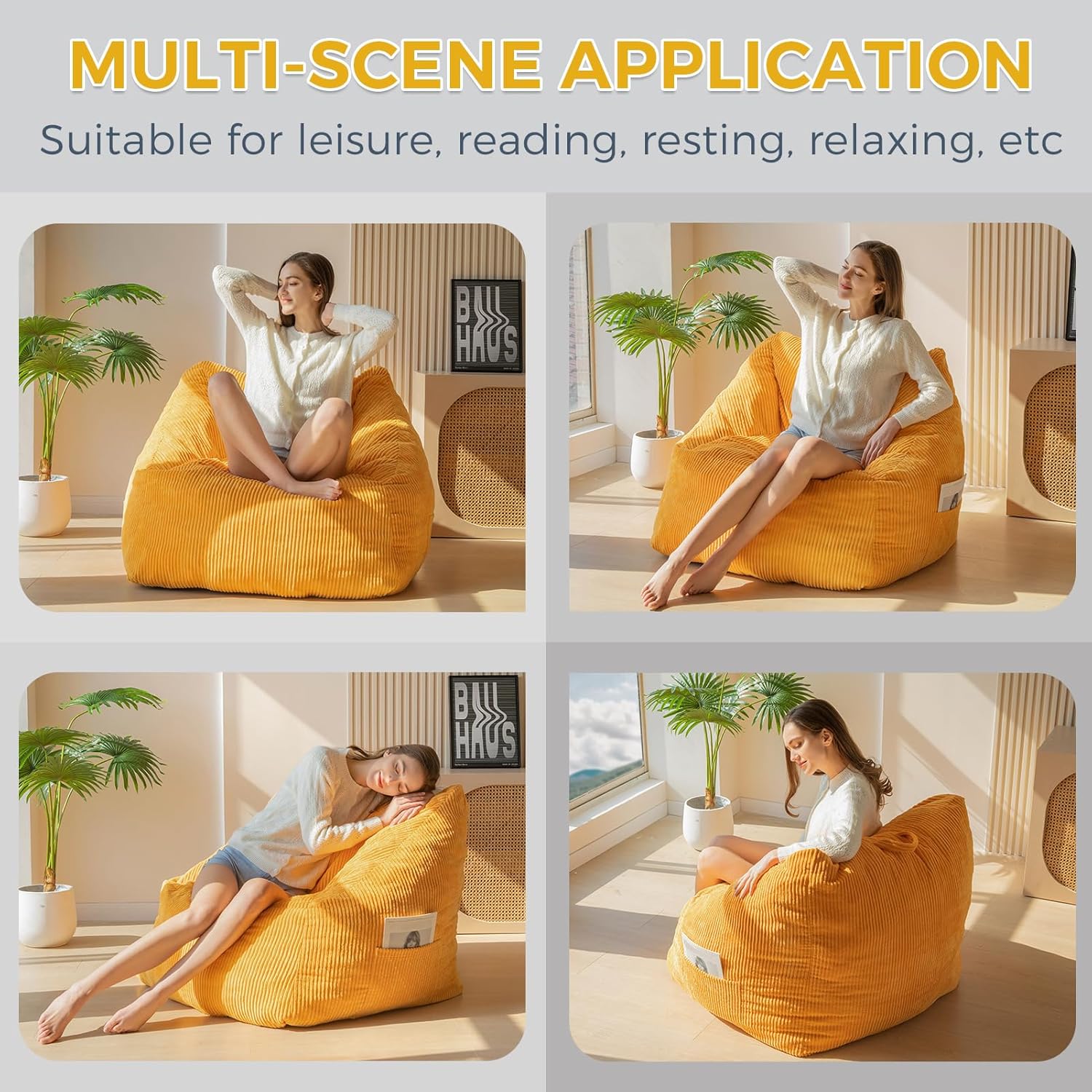 MAXYOYO Bean Bag Chair Floor Sofa with Handle and Pocket for Adults and Kids