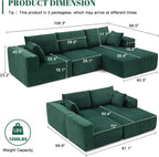 Weture 108" Modular Sectional Sofa Deep Seat Cloud L-Shape Couch with Chaise
