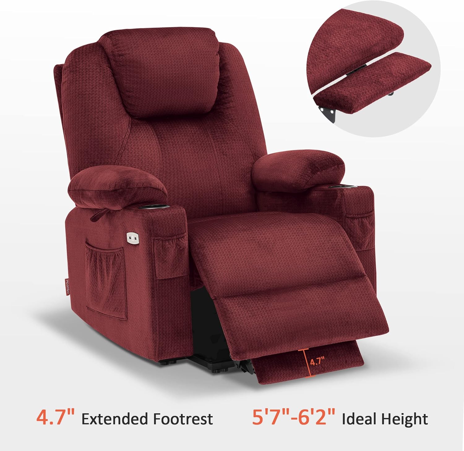 MCombo Power Lift Recliner Chair for Elderly with Heat Massage USB Cup Holders
