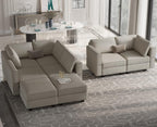 Belffin Velvet Modular Sectional Sofa with Ottoman Sleeper Bed Storage