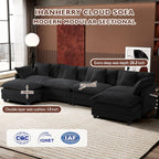 Ihanherry U Shaped Modular Cloud Sofa 5 Seat Chenille Sectional with Ottoman