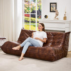 Hobestluk Giant Bean Bag Chair Memory Foam Faux Leather Floor Sofa for Adults