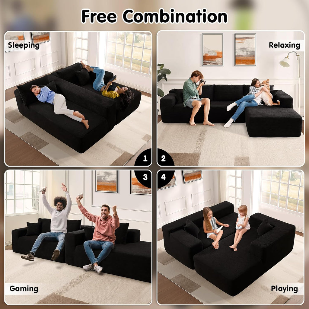 ovios Cloud Sectional Couch with L Shape Chaise Modern Modular Sofa