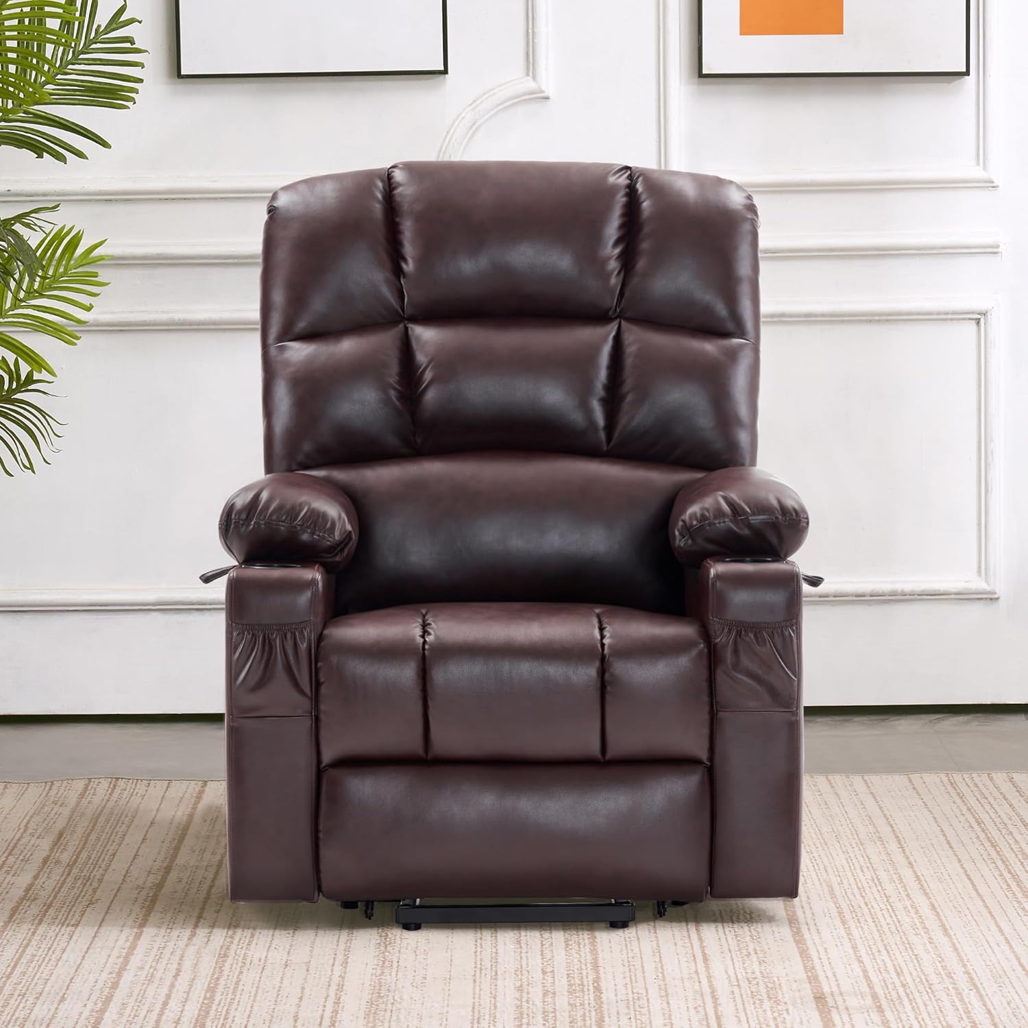 MCombo Large Power Lift Recliner Chair with Dual Motor Massage Heat Faux Leather