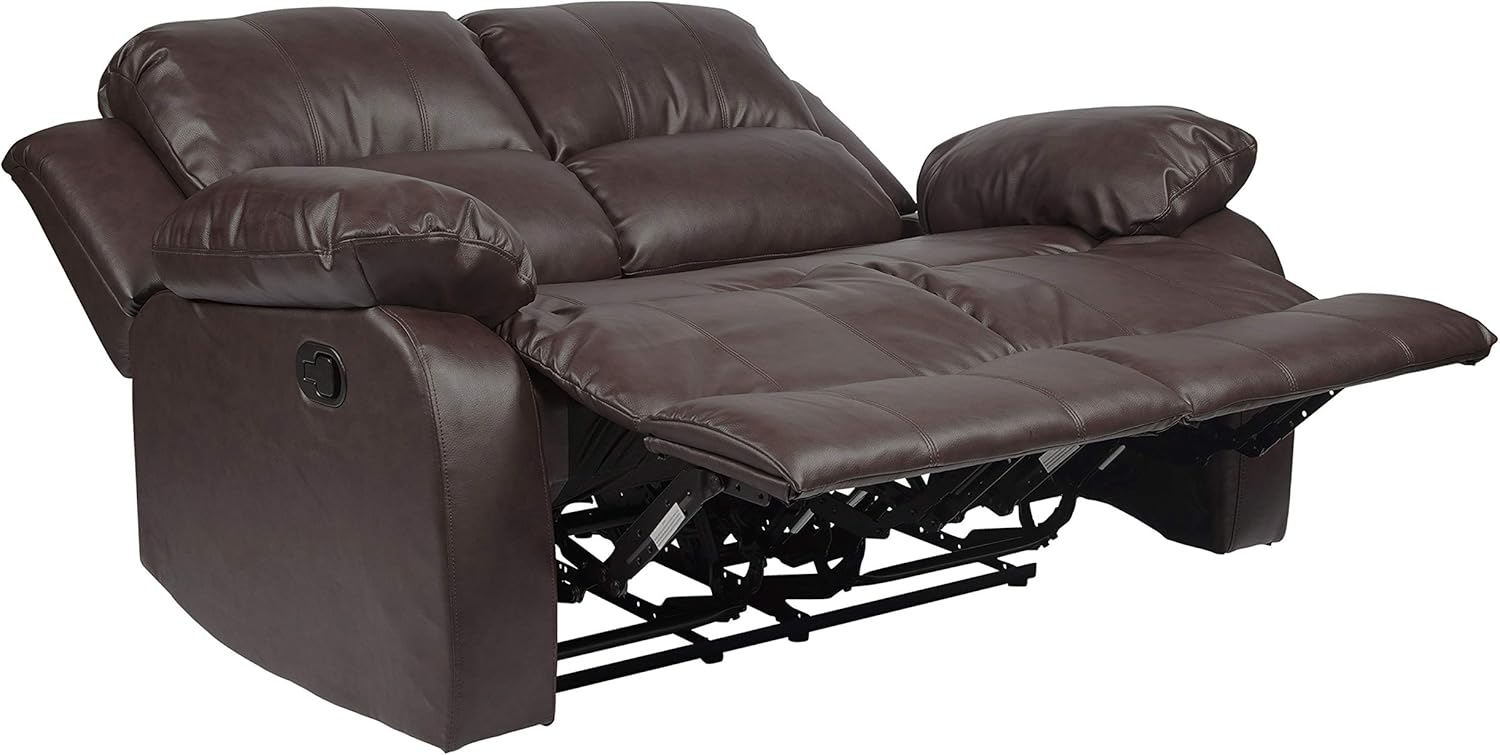 Lexicon Loveseat Recliner Double Sofa Manual Pull Tab Faux Leather Living Room