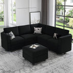 Belffin Velvet Modular Sectional Sofa with Ottoman Sleeper Bed Storage