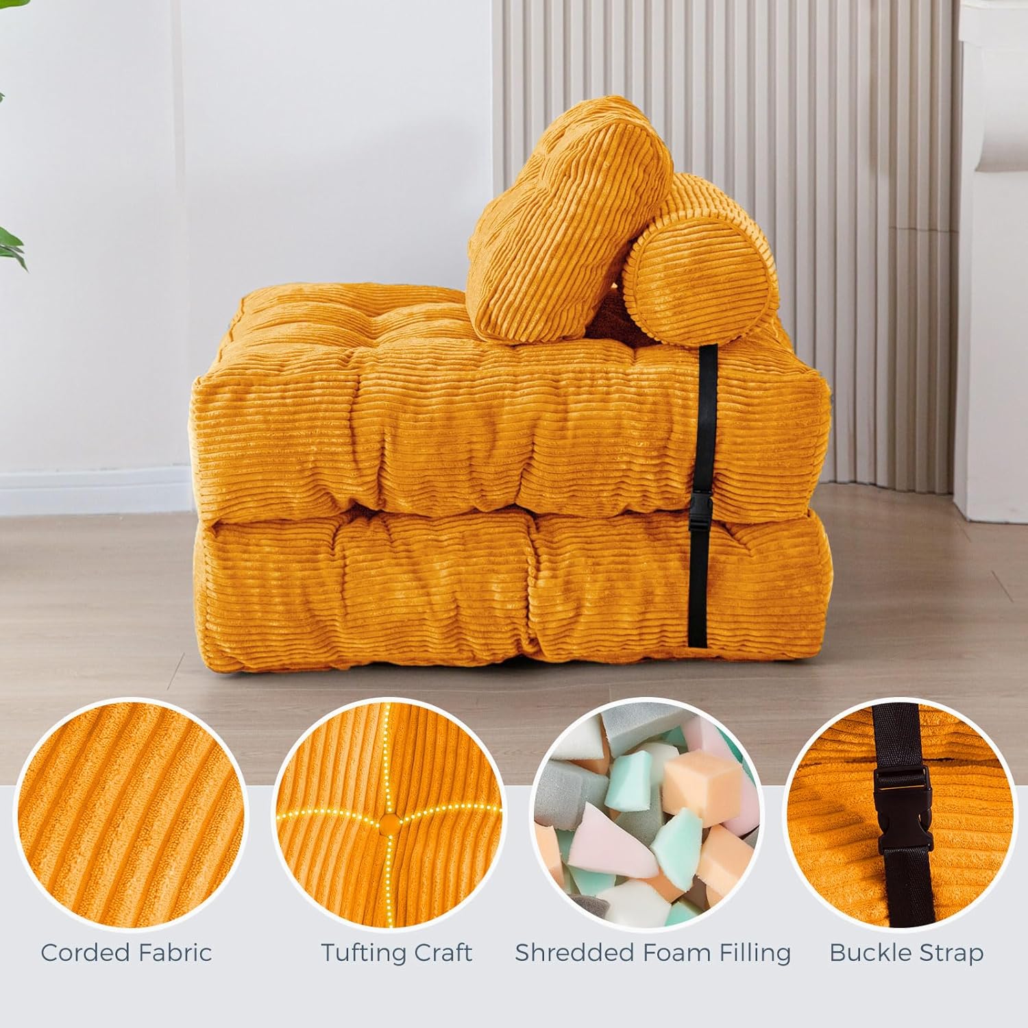 MAXYOYO Folding Sofa Bed Convertible Sleeper Chair with Pillow