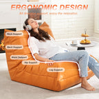 Hobestluk Giant Bean Bag Chair Memory Foam Faux Leather Floor Sofa for Adults
