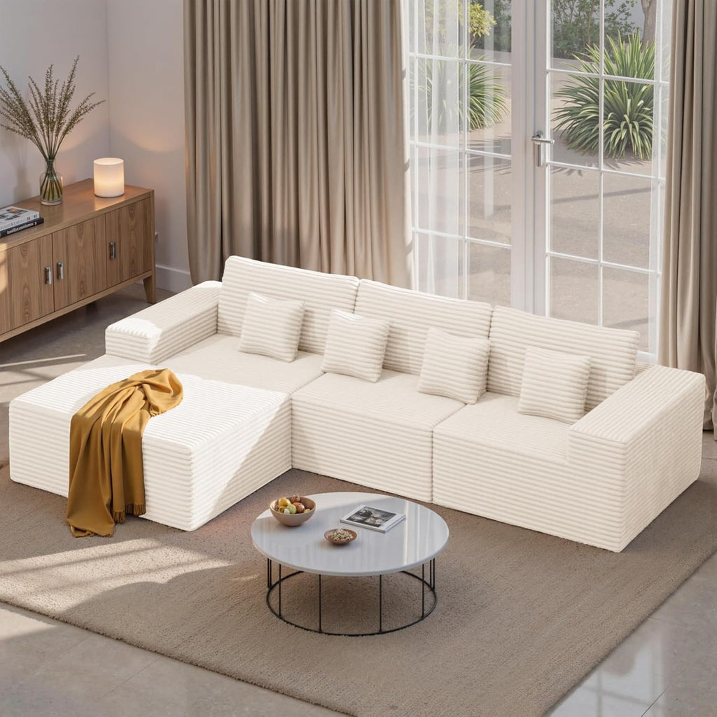 Luxanimarion Modular Sectional Sofa L Shape Deep Seat Cloud Couch Living Room