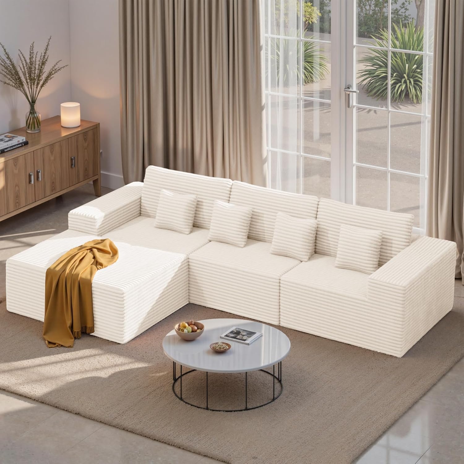 Luxanimarion Modular Sectional Sofa L Shape Deep Seat Cloud Couch Living Room