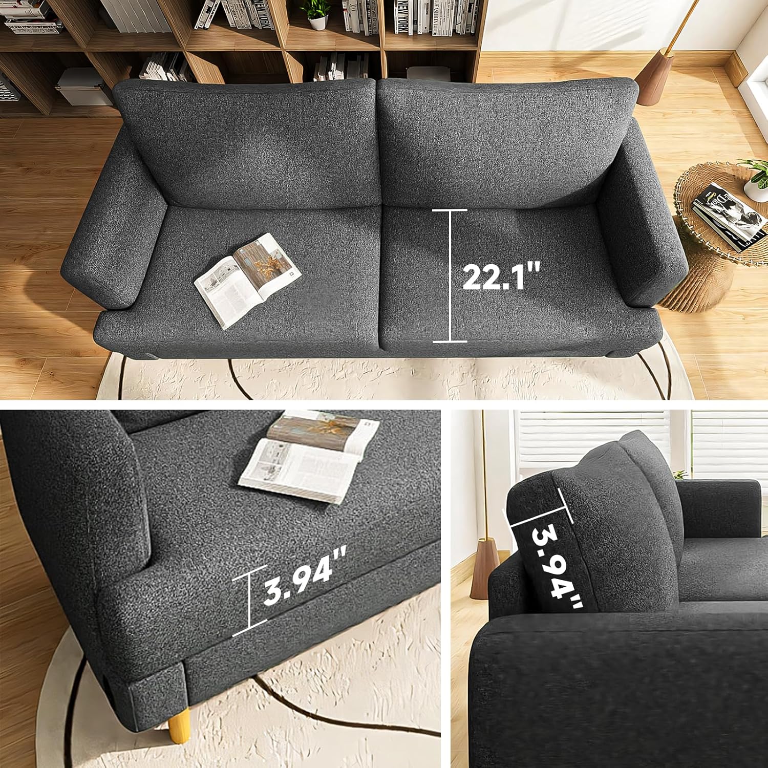 Loveseat Sofa Couch USB Ports 2 Seater Deep Seating Small Couch