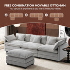 Ihanherry U Shaped Modular Cloud Sofa 5 Seat Chenille Sectional with Ottoman