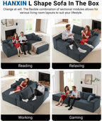 HANXIN Cloud Sectional Sofa L Shape Chaise Deep Seat Modular Living Room Couch