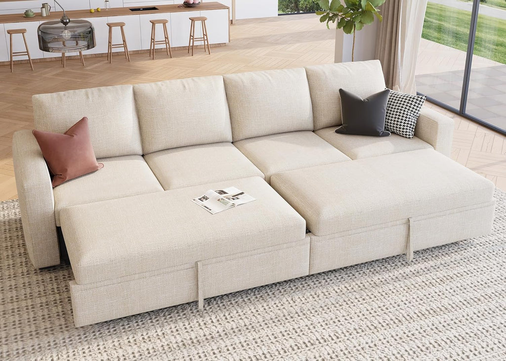 HONBAY Modular Sectional Sleeper Sofa L Shaped Couch with Pull Out Bed