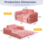 MAXYOYO L Shaped Folding Sofa Bed Convertible Sleeper with Pillow Armrest