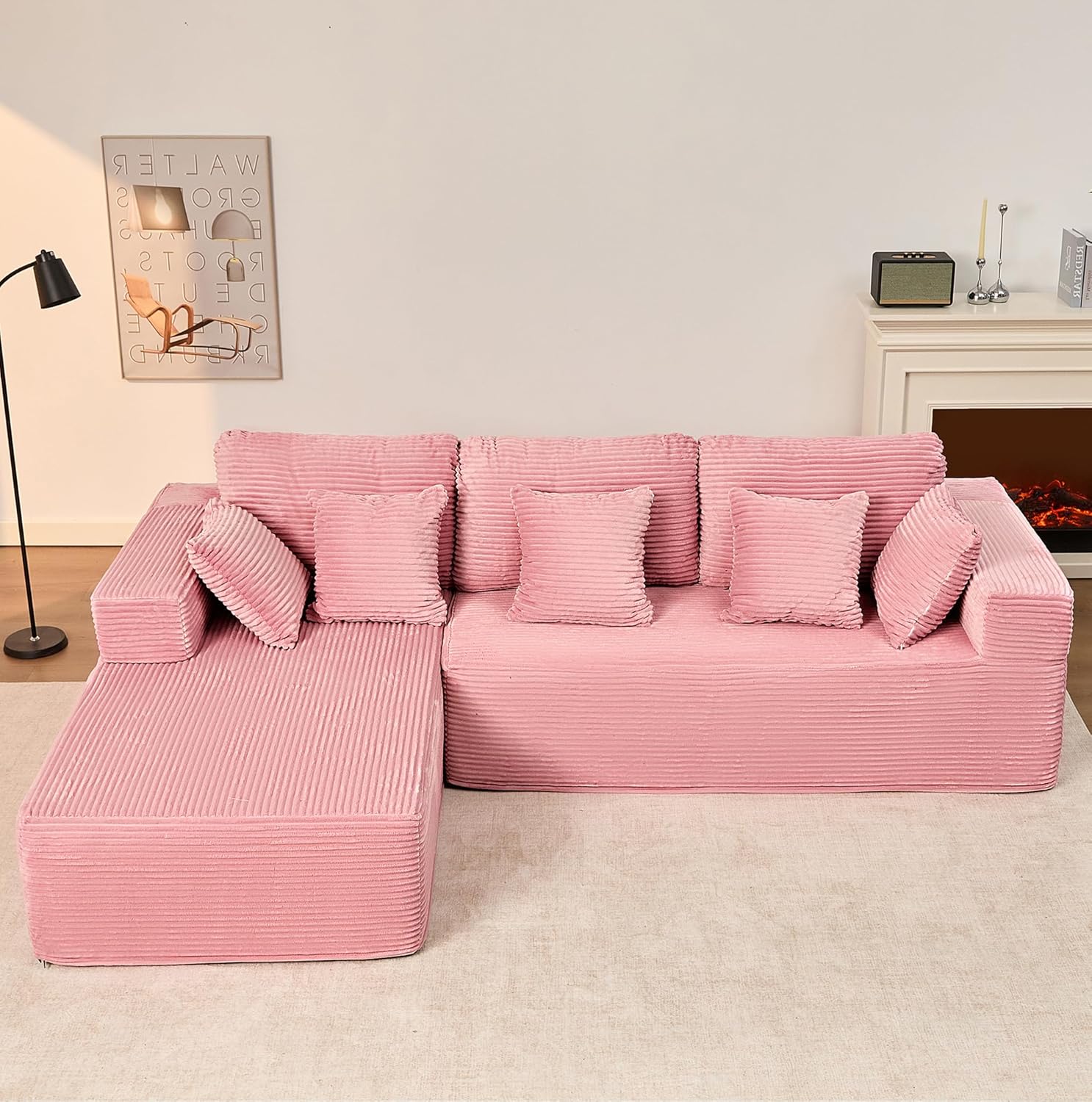 Afuson Boneless Sectional Sofa L Shape Deep Seat Cloud Couch Living Room