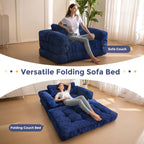 MAXYOYO L Shaped Folding Sofa Bed Convertible Sleeper with Pillow Armrest