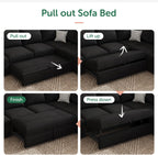 HONBAY Modular L Shaped Sectional Sleeper Sofa with Storage Pull Out Bed