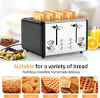 whall Digital Touch Screen Toaster 4 Slice Stainless Steel Dual Control Wide Slots