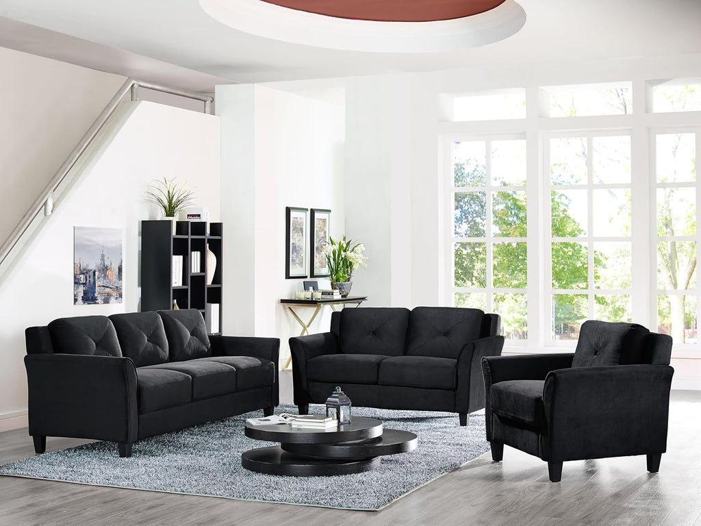 Lifestyle Harrington Sofa Upholstered Microfiber Fabric Curved Arm Couch