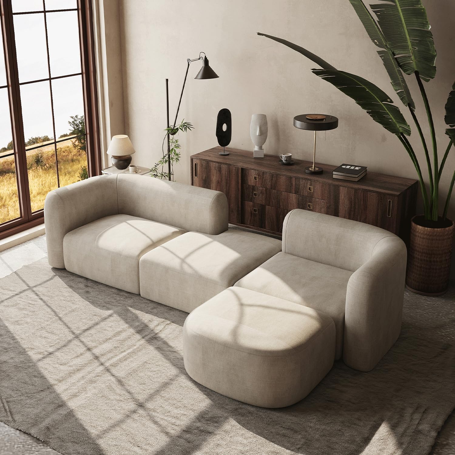 Acanva Luxury Velvet Sofa 3 Seater Modern Curved Back Couch for Living Room