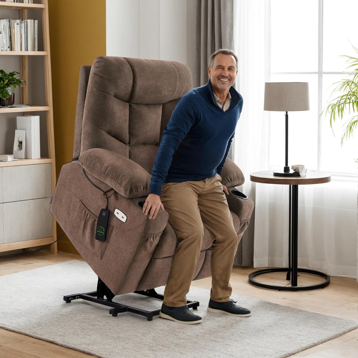 MCombo Power Lift Recliner Chair for Elderly with Extended Footrest Fabric