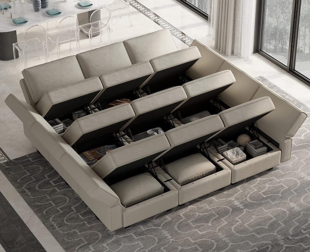 Belffin Velvet Modular Sectional Sofa with Ottoman Sleeper Bed Storage