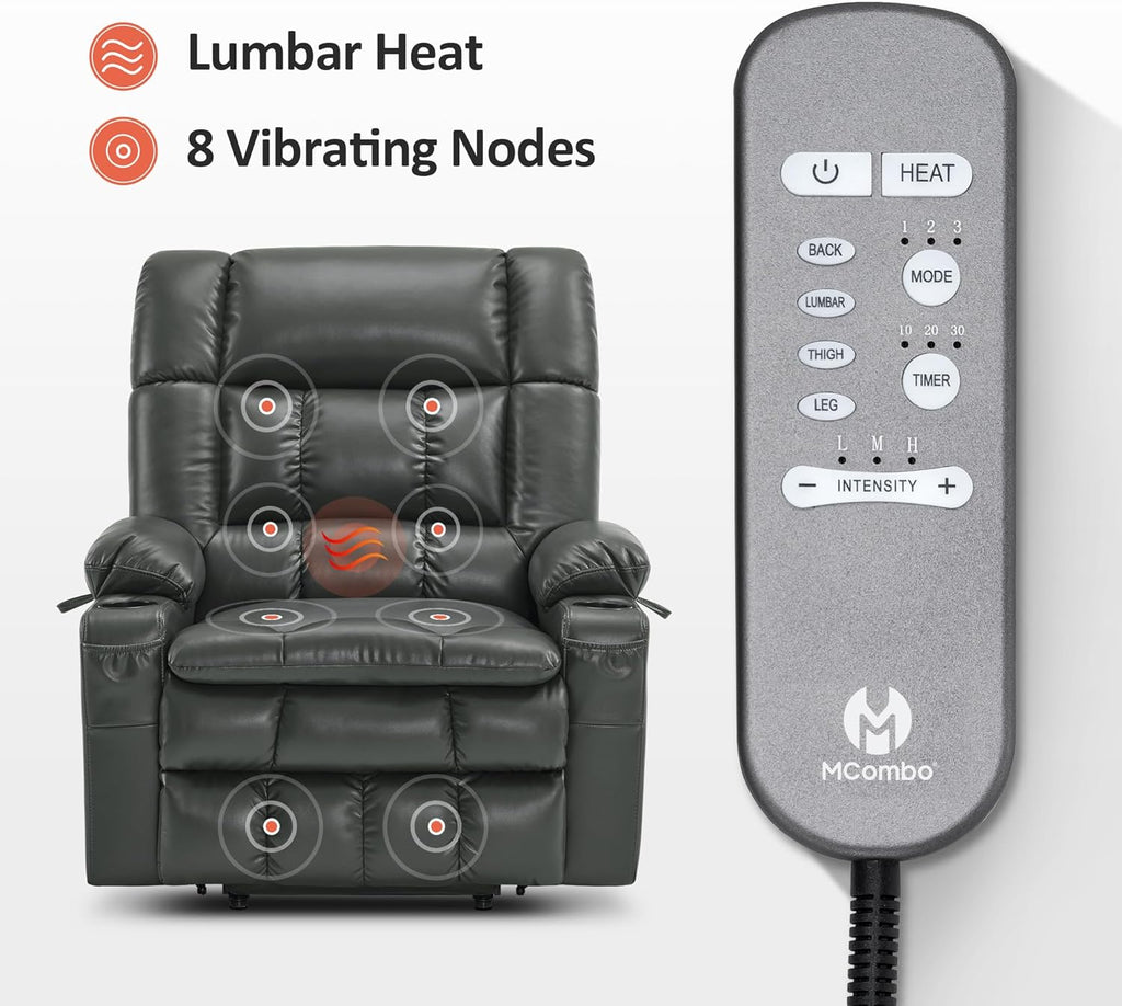 MCombo Dual Motor Power Lift Recliner Chair for Elderly with Heat Massage USB