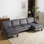 VINGLI 110 Sectional Couch U Shaped Sofa Set with Double Chaise Chenille Fabric