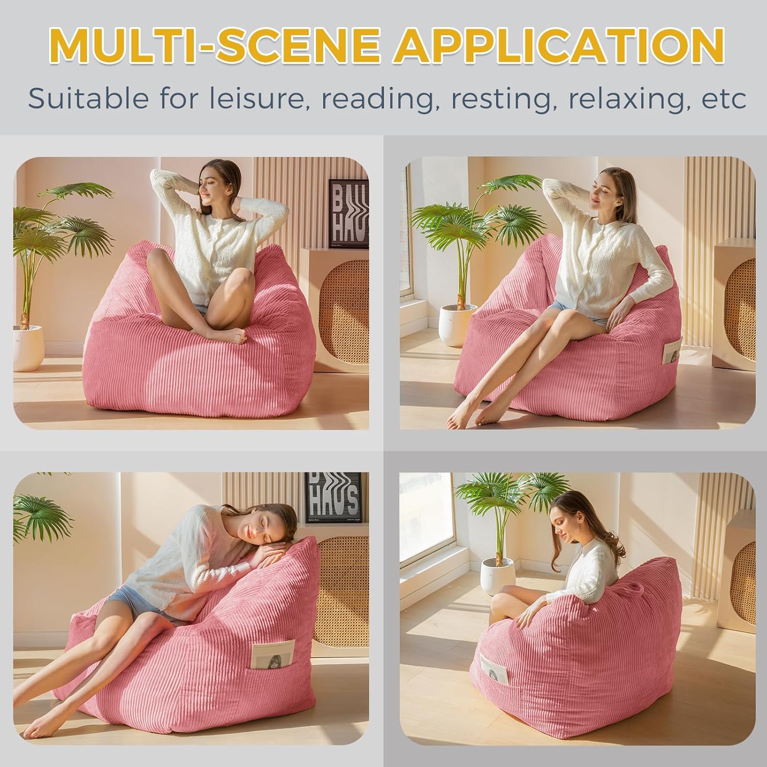 MAXYOYO Bean Bag Chair Floor Sofa with Handle and Pocket for Adults and Kids