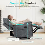 ANJ Swivel Rocker Recliner Chair Manual Fabric Small Space