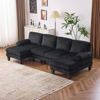 VINGLI 110 Sectional Couch U Shaped Sofa Set with Double Chaise Chenille Fabric