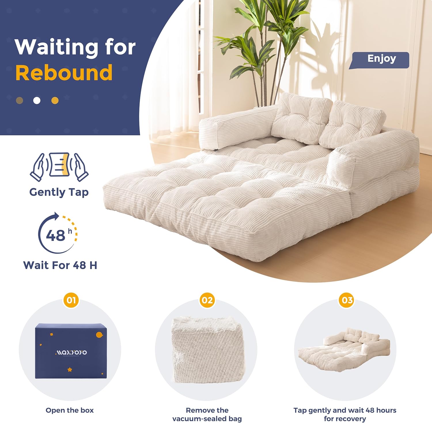 MAXYOYO L Shaped Folding Sofa Bed Convertible Sleeper with Pillow Armrest